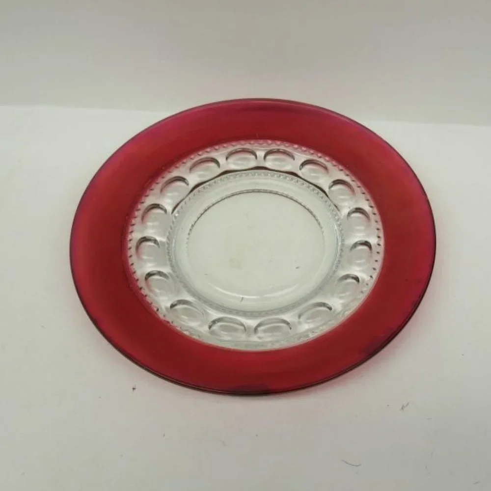 Indiana Glass Crystal Ruby Flashed KINGS CROWN 8 1/4 Inch Salad Plate